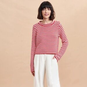 La Ligne Red and White Striped Crew Neck Sweater